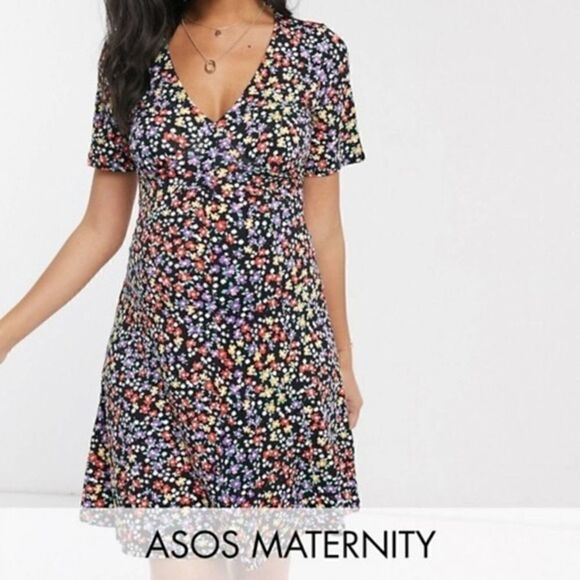 ASOS DESIGN Maternity button mini tea dress 8 NWT - Picture 1 of 8